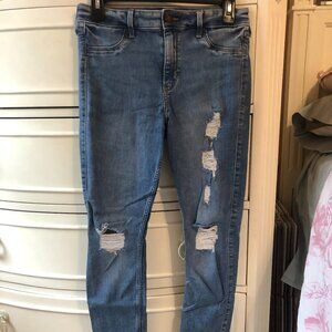 Hollister 9R High Rise Crop Jean Legging - Distressed Blue
